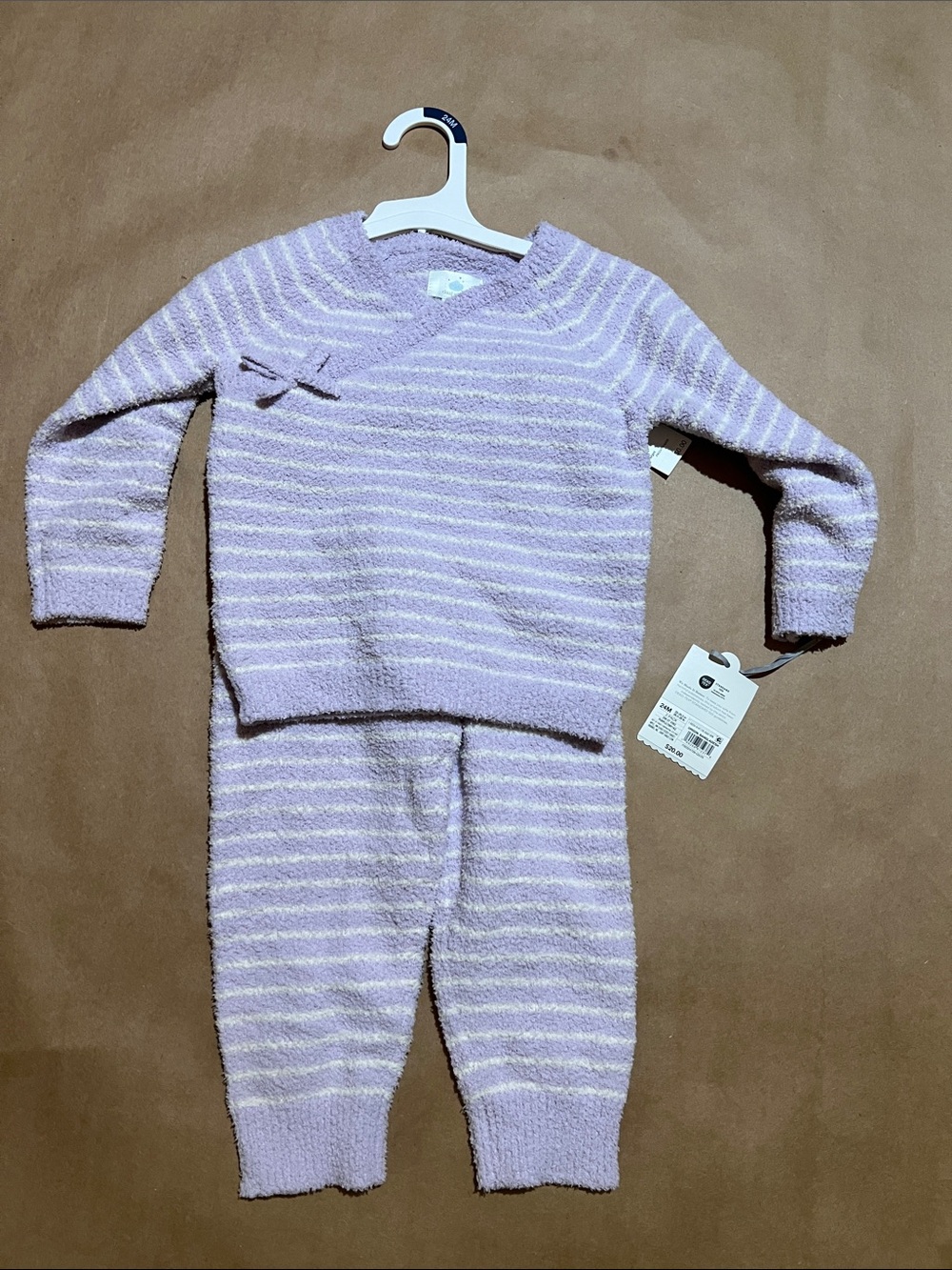 cloud island Lavender and White Striped Cozy Kids Pajama Set